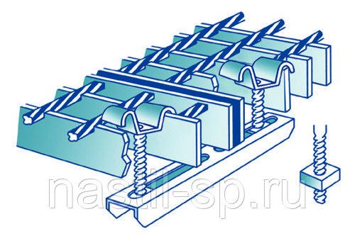 Комплект двойного крепежа (2 болта M8x60, 2 гайки M8, нижний зажим, 2 верхние прижимные скобы)